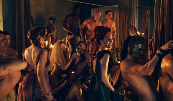 An orgy scene from the Starz adaptation of Spartacus